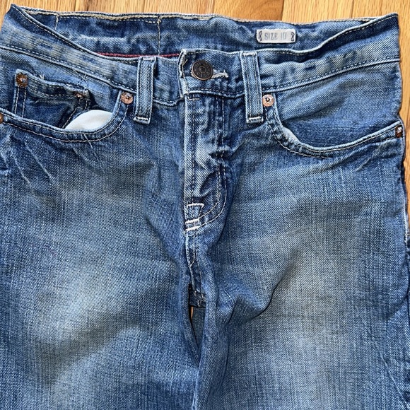 POLO Ralph Lauren designer-distressed blue jeans boys straight leg slim size 10 - Picture 6 of 16